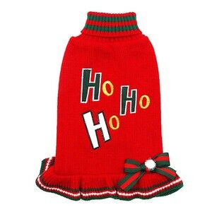 KYEESE Red Dog Sweater Christmas Turtleneck Small Dogs Sweaters Dress with Bo...